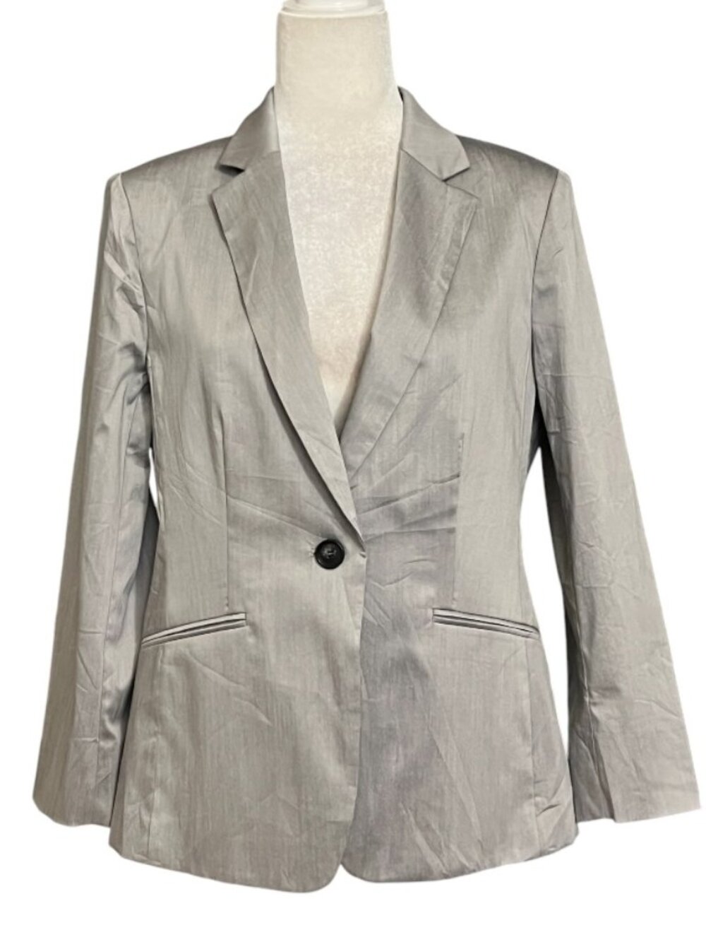 NWT 23Ku Womens Blazer Jacket Size 10 Silver Gray One Button Career Japan